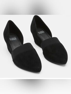 Eileen Fisher Hilly Suede d'Orsay Pointed Toe Wedge Pumps Size 9,5